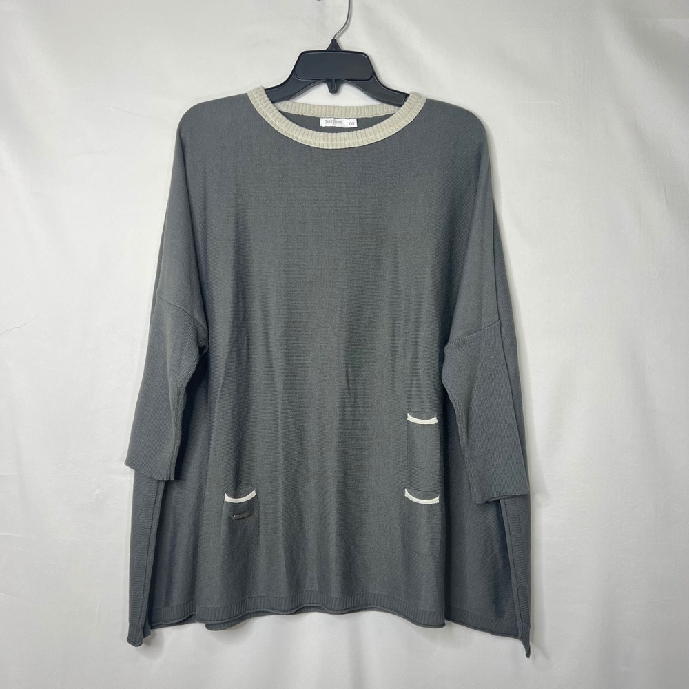 Mer-Sea Catalina Sweater OS Fisherman Boxy Lagenlook Side Slits Travel Coastal